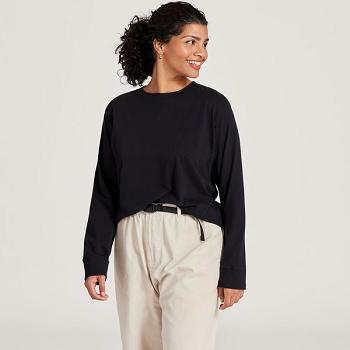 Allbirds Allgood Baumwoll Long Sleeve T shirts Damen Schwarz | CHNEJ46891